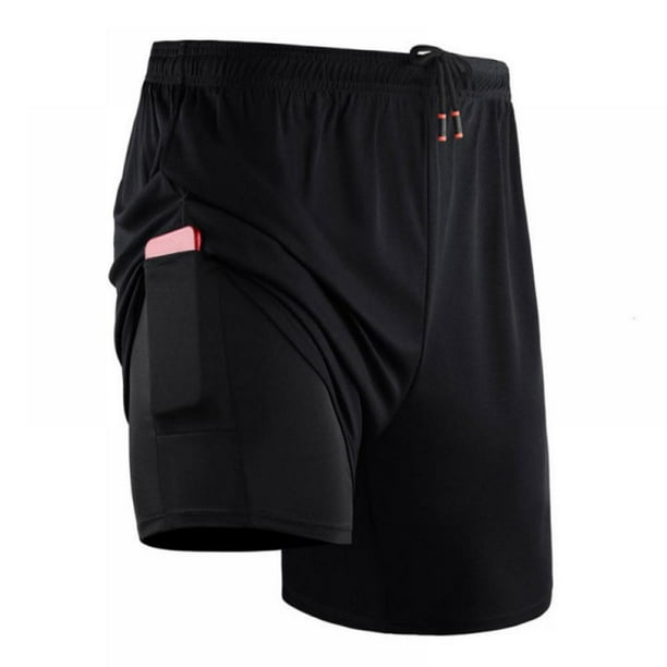 Details about / Men/'s Running Sports Shorts with Liner Quick-Drying Breathable Black